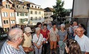 Ein neuer Blick auf den Gemüsemarkt: Die Staablueme-Ausstellung bringt einen unter anderem auf die Terrasse des «Soirée». (Bild: Max Tinner)