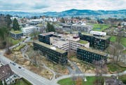 Der ausgebaute Hauptsitz der Helvetia an der Dufourstrasse. (Bild: Hanspeter Schiess, Benjamin Manser (St. Gallen, 30. Januar 2018))