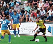 Dem eingewechselten Ramon Gächter (rechts) gelang in der 83. Minute die Entscheidung für den FC Altstätten gegen Aufsteiger Diepoldsau. (Bild: Günther Böhler)
