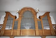 Der Mittelteil der 1953 errichteten Orgel in der Kirche St. Michael in Lütisburg. (Bild: Marco Cappellari)