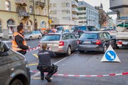 Polizei, Einsatz, Einbruch, Verfolgung, in der Lachen an der Zürcherstrasse in St. Gallen @ Urs Bucher/Tagblatt (Bild: Urs Bucher)