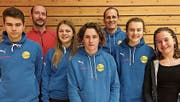 SVD Diepoldsau-Schmitter (v. l.): Manuel Lichtensteiger (geehrt für sportliche Leistungen) und Neumitglieder Daniel Hengartner, Lynn Benz, Stephan Brassl, Patrick Dietsche, Mia Hutter sowie Renée Kobler. (Bild: pd)