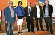 Der neu gewählte Verwaltungsrat von links: Daniel Feldmann (Kobelwald), Manuela Gschwend (Oberriet), Ralf Kollefrath (Rüthi-Lienz), Daniel Kühnis (Präsident, Montlingen-Eichenwies) und Markus Pfister (Kriessern). (Bild: pd)