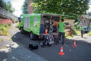 Die Fahrzeuge der Asa-Service AG sind in der ganzen Ostschweiz unterwegs, um verstopfte und defekte Abwasserrohre von Liegenschaften zu reparieren und zu reinigen. (Bild: Benjamin Manser)
