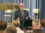Präsident Marcel Sieber darf auf ereignis- und erfolgreiche vierzig Jahre des Bestehens der Musikschule Mittelrheintal «Musik im Zentrum» zurückblicken. (Bild: Ulrike Huber)