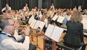 Der grosse Klangkörper der Musikgesellschaft Konkordia Widnau zeigte beim Frühjahrskonzert sein reifes Können. (Bild: Gernot Grabher)
