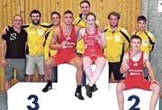 Die RSK konnte zwei CH-Meister, Marc Dietsche und Fabienne Wittenwiler (v. l. Podest), und einen Vizemeister, David Loher, feiern. (Bild: pd)