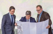 Gesamtüberarbeitung Richtplan: Mitte März trafen sich Mathias Müller, Willi Haag und Ueli Strauss zum Vernehmlassungsstart. (Bild: Michel Canonica)