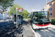 Die VBSG-Busse der Linie 3 wenden vielleicht bereits in zweieinhalb Jahren nicht mehr am Hauptbahnhof, sondern fahren nach Abtwil weiter. (Bild: Hanspeter Schiess)