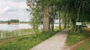 Der leblose Frauenkörper wurde bei der Seerheinbadi Tägerwilen gefunden. Er befand sich unter einer gelben Wolldecke. (Bild: Reto Martin)