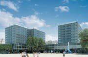Gewisse Ähnlichkeit mit dem Rathaus : Eine Visualisierung zeigt, wie die Neumarktgebäude 3,4 und 5 nach der Sanierung aussehen werden. (Bild: pd)