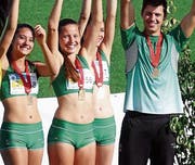 An der Team-SM gewinnt Alina Tobler (vorne) mit ihren Kollegen von der LC-Brühl Bronze. (Bild: pd)