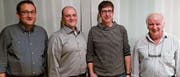 Die Neumitglieder (v. l.) Erich Müller und Johannes Spiegel mit Präsident Reto Claude, sowie Ruedi Bont, der zurück trat. (Bild: pd)