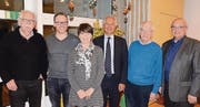 Der Vorstand der Heilpädagogischen Vereinigung mit Edwin Kuhn, Roger Gähler, Lucia Fröhlich-Keller, Präsident Paul Schwizer, Christoph Francke und Erwin Schätzle (von links). (Bild: Christine Gregorin)
