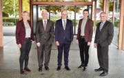 Anfang Jahr stiess Helen Alder (2. von rechts) zum Gossauer Stadtrat. Nun braucht es eine Nachfolge für Stefan Lenherr (rechts). (Bild: PD/Foto Belos)