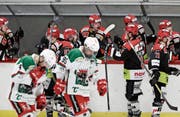Die Frauenfelder (schwarz) jubeln, die Wiler fahren geknickt Richtung Spielerbank. (Bild: Mario Gaccioli)
