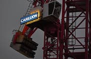 Das Carillion-Logo auf einer Baustelle in London. (Bild: Andy Rain/EPA (London, 15. Januar 2018))