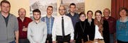 Neumitglieder und neue Funktionäre (v. l.): Lukas Obrecht (Neumitglied), Andi Kehl (neu in der Musikkommission und 40 Jahre Musikant), Fadri Gschwend und Yannik Baumgartner (Obmänner Jugendmusik), Roland Steiger (Präsident), Benjamin Kehl und Flurina Gschwend (Tombolaverantwortliche), Korina Gruber (neue Revisorin), Katrin Seith (Neumitglied), Bruno Kehl (neu in der Vereinskommission), Christine Obrecht (neu in der Musikkommission). Auf dem Foto fehlt: Heidi Benz (neu in der Vereinskommission). (Bild: pd)