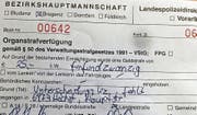 Bussenzettel wegen fehlenden Kennzeichens. (Bild: Henry Merkli)