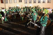 Mit Freude dabei: Die Städtli-Schränzer geniessen ihren Auftritt am «Städtli-Monster» Konzert in Lichtensteig. (Bild: Urs M. Hemm)