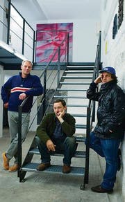 Kunst-nachdenklich: Jean-Christophe de Clercq, Felix de la Concha und Beni Bischof (v. l.). (Bild: Coralie Wenger)