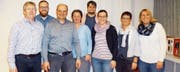 An der Hauptversammlung (von links): Siegfried Wiederkehr (ehemaliger Präsident), Janick Durot (Leiter Popkorn), Goar Hutter (neuer Präsident), Sonja Carnier (neu Kassierin), Fabian Oehy (neu Öffentlichkeitsarbeit), Daniela Ladner (neue Notenverwalterin), Maya Hutter (Chronik) und Martina Hutter (Vizepräsidentin). Es fehlt: Armin Breu (neuer Präsident). (Bild: pd)