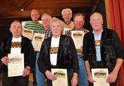 Die für ihre langjährige Tätigkeit ausgezeichneten Älpler (von links): Walter Näf, Mario Breitenmoser, Josef Gerig, Hansruedi Ammann, Markus Rüegg, Werner Mock und Hanspeter Bleiker.
