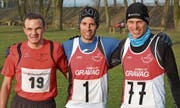 Das Siegertrio (von links): Patrick Spettel (2.), Mathias Nüesch (1.) und Ismael Albertin (3.). (Bild: Roland Jäger)