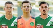 Der FC St.Gallen 1879 nimmt die drei Nachwuchsspieler Alessandro Kräuchi, Nico Krucker und Noah Blasucci kommende Saison in den Kader der Profimannschaft auf. (Bild: Pd)