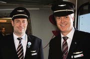 Zurück in Genf: Kapitän Thomas Bolli und sein Co-Pilot Markus Rohrer.