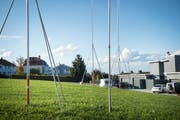 Seit Jahren stehen die Visiere, seit Jahren bleibt der Bau des Pflegezentrums in Mörschwil blockiert. (Bild: Ralph Ribi)
