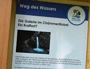 Tafel «Weg des Wassers» im Chämmerlitobel.