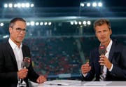 Kennen sich gut: FCSG-Präsident Matthias Hüppi (links) und Ex-Natispieler Alain Sutter. (Bild: freshfocus)