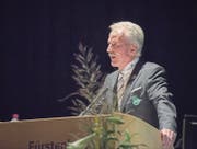 Gefasst, prägnant und souverän: Dölf Früh, seit sechs Jahren Präsident des FC St.Gallen. (Bild: Samuel Schalch)