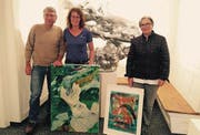 Drei der fünf Montagsmaler: Meinrad Heule, Silvia Anna Winder und Lothe Rüegg (von links). (Bild: PD)