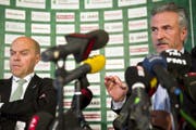 Schwere Vorwürfe von Michael Hüppi (links): Dölf Früh soll ihn aus dem Verwaltungsrat gedrängt haben. (Bild: Ennio Leanza (Archiv))