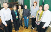 Vorstand der neu gegründeten CVP Neckertal: (von links) Bruno Gubser (Co-Präsident, Kantonsrat), Lucrezia Meier-Schatz (Nationalrätin), Liselotte Ochsner, Christian Rigling, Patricia Müller, Ruth Ziltener (Co-Präsidentin, Gemeinderätin Neckertal), Joseph Senn (Co-Präsident). (Bild: Katharina Rutz)