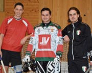 Gators-Nationalspieler (v. l.): Manuel Schmitter, Adrian Scherrer und Vincenzo Del Monte träumen von der WM-Teilnahme. (Bild: Yves Solenthaler)