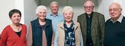 Sie wurden an der HV geehrt (von links): Margrith Graber (55 Jahre im Kirchenchor), Marie Kobler (50 Jahre), Karl Loher (10 Jahre), Heidi Zäch (45 Jahre), Fritz Jurmann (20 Jahre) und Gino Stieger (50 Jahre). (Bild: pd)