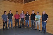 Die frisch gewählte junge Rhodsverwaltung (v..l.): Roger Ruppanner, Othmar Heeb, Rhodmeister Andreas Göldi, Manuel Heeb, Oliver Heeb, Karin Heeb und Rainer Heeb. (Bild: RENé JANN)