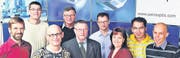 Jubilare und Pensionierte der SwissOptic (v. l.): Kurt Stecher (20 Dienstjahre), Dusko Lazarevic (10), Mario Stöby (10), Willi Nüesch (50 und Pension), Erich Dreissger (40 und Pension), Matthias Zimmermann (20), Gabriele Bereuter (20), Yusuf Koru (10) und Adrian Kobelt (20). (Bild: pd)