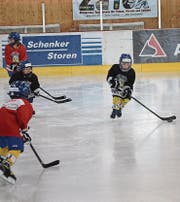 Nach den Instruktionen sind die Kids nicht mehr zu bremsen. Entschlossen jagen sie dem Puck hinterher.