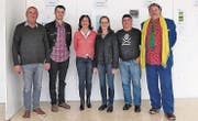 Die Mitglieder der Jury, die sechs Werke bestimmte (von links): Dieter Gassebner, Florian Gerer, Cornelia Kolb-Wieczorek, Kathrin Frauenfelder, Kuspi und Willi Meusburger. (Bild: Maya Seiler)