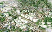 Noch ist es nur eine Vision. Aber in diese Richtung will die Stadt das Gebiet beim Bahnhof St. Fiden entwickeln. (Bild: PD/Stadt St. Gallen/Team KCAP)