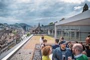 Prächtige Aussichten für die HSG in der Stadt St.Gallen: Dachterrasse des neuen Lehr- und Forschungsgebäudes am Unteren Graben. (Bild: Michel Canonica)
