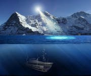 Den Säntis im Hintergrund: So könnte ein U-Boot im Bodensee abtauchen. (Bild: sgt)