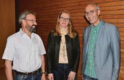 Sie stellten drei Schulführungsmodelle vor: Christoph Friedrich, Daniela Eberle und Hugo Gort (von links). (Bild: Thomas Schwizer)
