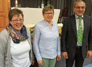 Die neue Vorstandsfrau Marlene Tobler mit Rösi Räss und Sepp Koch. (Bild: MAB)