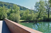 Bei dieser kleinen Insel in der Limmat kann man baden und bräteln.