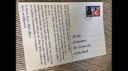 Diese Postkarte hatten die Bewohner von Eschenbach am Dienstag in ihrem Briefkasten. (Bild: Leserbild)